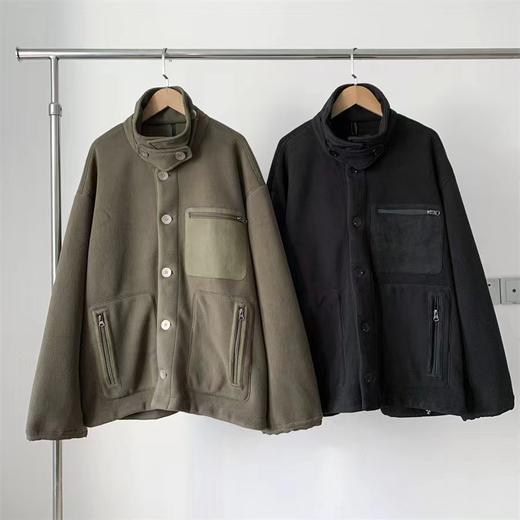 D111956复古松弛感立领+按扣设计摇粒绒立领夹克 商品图0