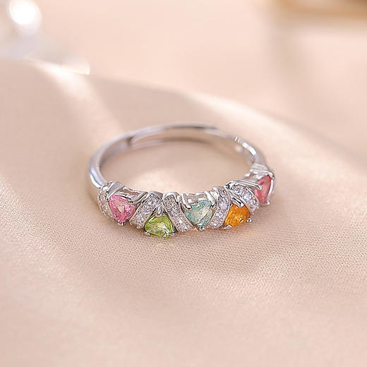 【爱意联动】彩色碧玺S925纯银爱心开口戒指【CW-JZ07407】 商品图2