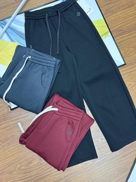 D111939冬季情侣款内里全包边阔腿羊羔绒休闲卫裤 商品图7