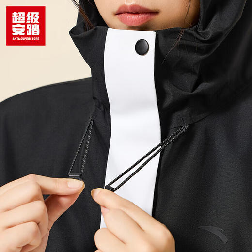 超级安踏冲锋衣女士秋季户外露营徒步防水透湿拼色连帽运动外套162536605U 商品图2