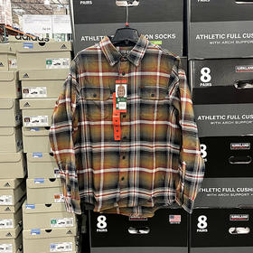 ORVIS 男士春秋棉质休闲撞色格子双口袋尖领工装长袖衬衫