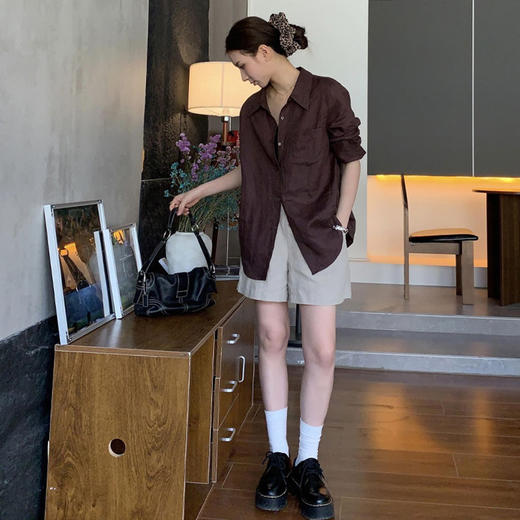 凡戴克棕棉麻天丝衬衫 | 冬天穿「凡戴克棕」衬衫，真显白！【3-5天发货，周末顺延】 商品图2