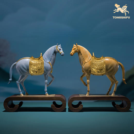 铜师傅《富贵唐马》客厅桌面铜马摆件 家居装饰工艺品 开业礼物 商品图0