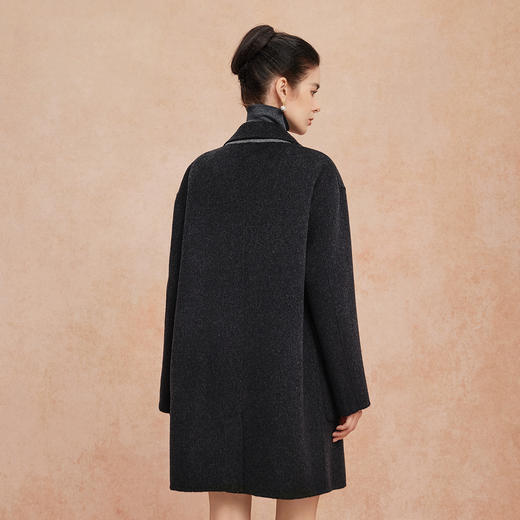 QH922斯尔丽2025新款含山羊绒双面双色韩版简洁大方OL通勤羊毛大衣 商品图9