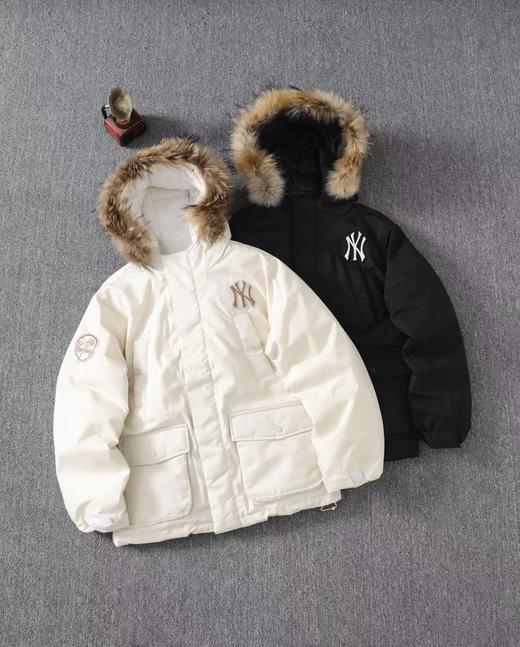 D111969大标带毛字母连帽工装中长款羽绒服 商品图0