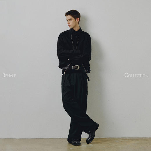 714street高端线BEHALF 水洗皮料拼接 双门襟解构 机车bomber夹克 商品图1