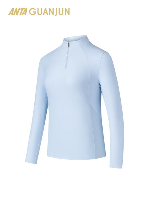 安踏冠军全天候系列半拉链长袖T恤女士秋冬加绒立领上衣162540401 商品图1