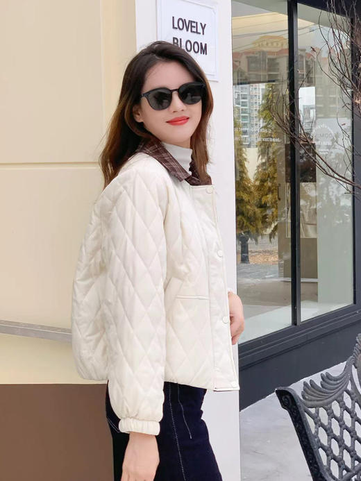 【百图lulu定制】【常春藤棉服】假两件 内拼接 磨毛格子衬衫  菱形格纹 棉服 商品图9