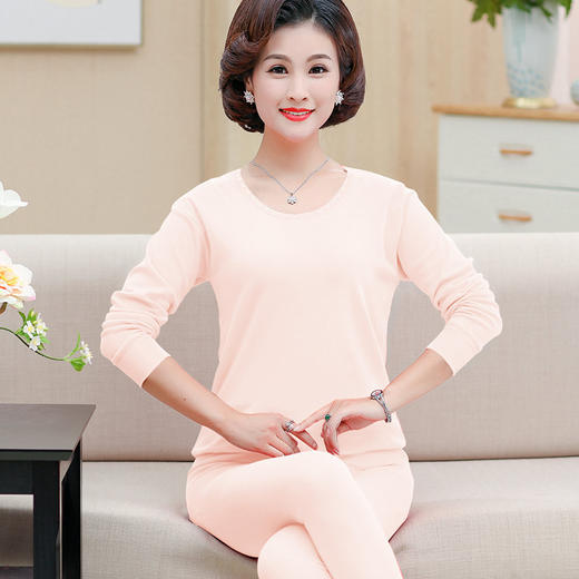 中老年人秋衣秋裤女士纯棉奶奶装妈妈大码保暖内衣套装薄款棉毛衫老年人保暖内衣 商品图9