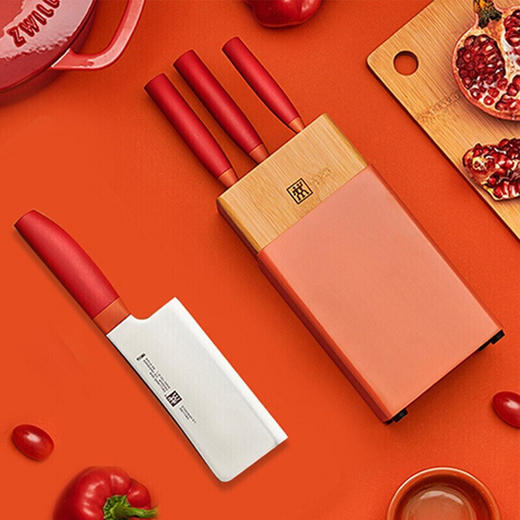 [双立人]NOWS刀具5件套(蔬菜刀、多用刀、中片刀、砍刀、实木插刀架) 商品图4