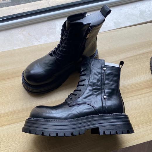 D111904马丁靴女款2025新款秋冬季厚底短靴圆头英伦风百搭粗跟短靴 商品图9