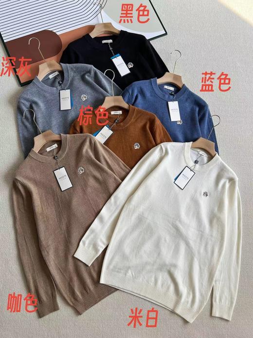 D111920秋冬新款纯色通勤上衣男保暖休闲毛衣羊绒针织衫上衣 商品图0