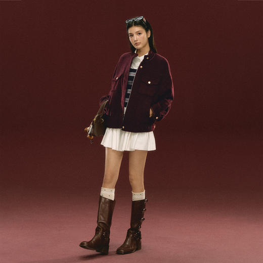 Ariseism 美式复古立领外套女秋冬新款保暖上衣 商品图3