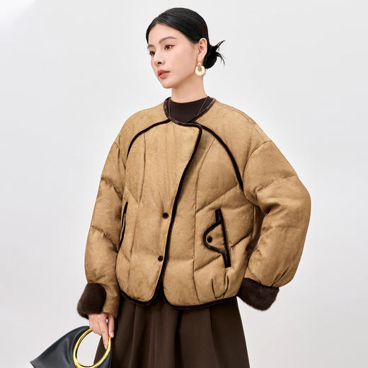 QS轻薄95白鹅绒拼接设计感鹅绒服女秋冬新款短款外套2117 商品图2