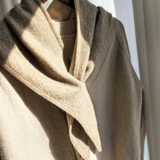 【甄珠贝】一秒入冬 赶紧给大家安排上 100%山羊绒三角拼色羊绒围巾 商品图14