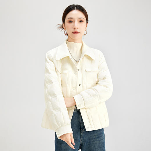 QS轻薄羽绒服纯色外套女冬季加厚保暖多口袋内外穿日常休闲户外8505 商品图1