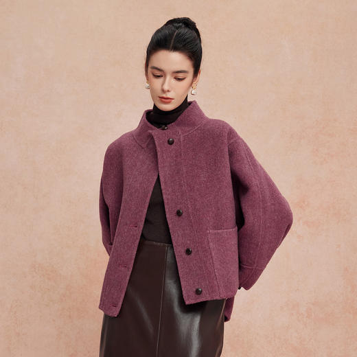 QH920斯尔丽2025新款廓形大方宽松显瘦小个子双面羊毛短款女式大衣 商品图2