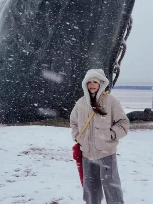 D111943早冬复古大理石纹座山雕连帽棉服 商品图6