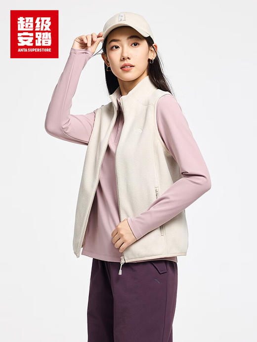 超级安踏加绒运动马甲女士秋冬户外修身抓绒保暖内搭外穿背心162546703U 商品图0