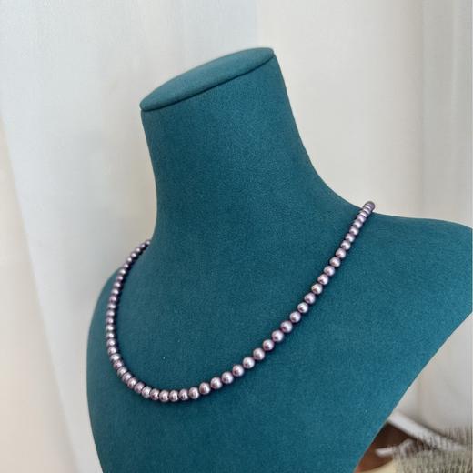 九紫离火 天然浓紫色串珠，太太太美了，ji光无瑕，视觉正圆哦！4-5mm，纯银扣（单独项链不含吊坠） 商品图9