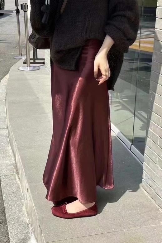 ELLA JADE 法式气质醋酸缎面垂坠感高腰半裙 21622 商品图1