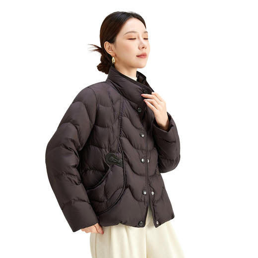 QS冬季新款新中式立领印花羽绒服加绒加厚大码女鸭绒外套5122 商品图4