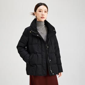 QS冬季新款鹅绒服纯色翻领舒适保暖防风日常时尚外套女0657