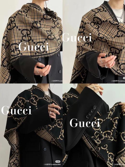 D111907既是围巾也是披肩！黑金双面羊毛围巾 商品图8