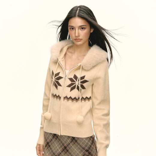 Ariseism 美式复古设计感连帽针织开衫毛衣女秋冬新款上衣 商品图1