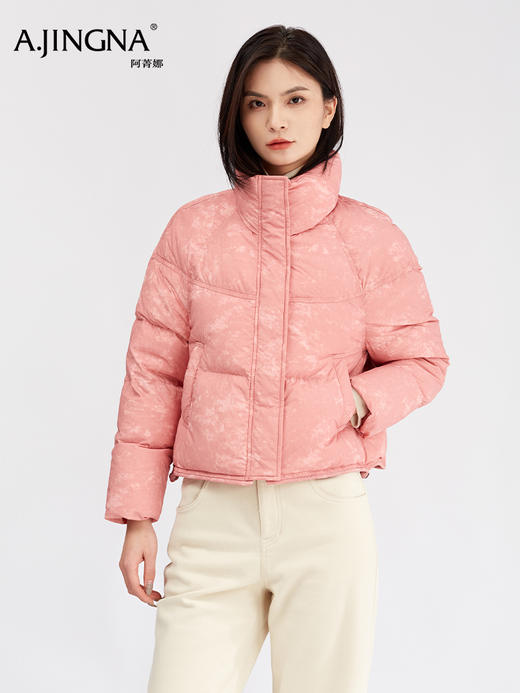 【miu系泡芙羽绒服】阿菁娜冬季新款miu系泡芙羽绒服短款立领设计云雾粉温柔宽松H版型F30D516008 商品图1