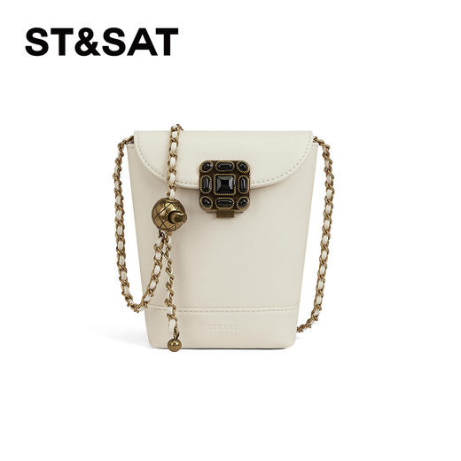 星期六复古宝石扣金属链条水桶包SSD521A060 商品图9