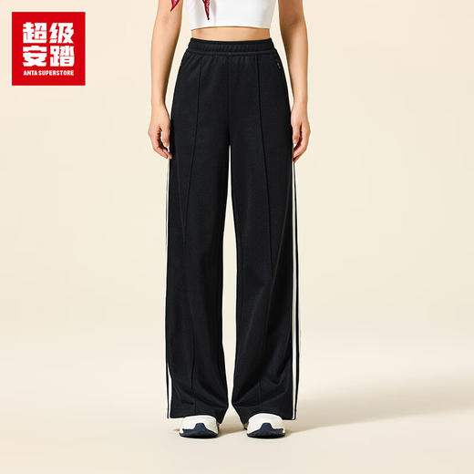 超级安踏运动长裤女裤秋季复古双条纹宽松阔腿裤休闲长裤子女162538314U 商品图0