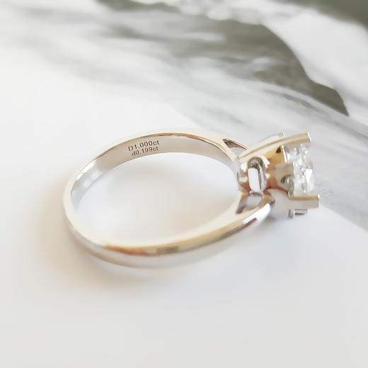 【天然正品】钻石小鸟PT900经典简约四爪款花朵造型1.00克拉钻石戒指14号（戒圈可改）女士081125NJS04 商品图7