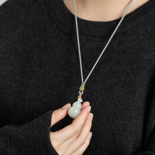 菜菜家如意福禄和田玉吊坠|近一级白俄料+18k金珠，又油又糯又润 商品图3