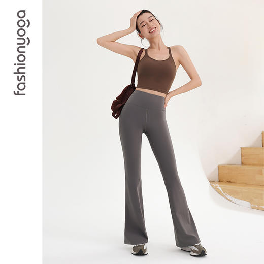 FC12908裸塑超模裤凡圣瑜伽简单长腿喇叭裤 商品图10