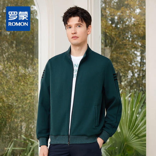 【上衣+裤子】罗蒙运动休闲套装男秋季新品纯色百搭校园运动套装男 商品图0