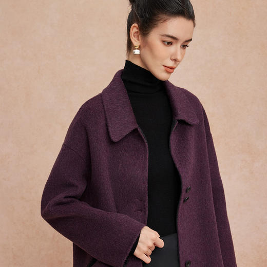 QH921斯尔丽2025新款双面双色宽松廓形慵懒风简洁大方羊毛大衣 商品图11