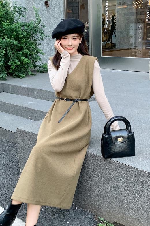 Le Malene 复古气质背心连衣裙+打底衫套装 21596 商品图2