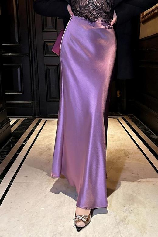 ELLA JADE 法式气质醋酸缎面垂坠感高腰半裙 21618 商品图2