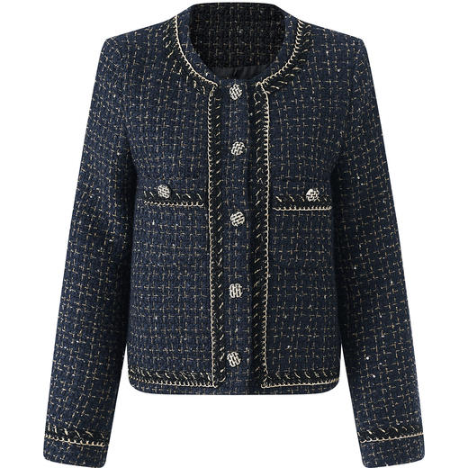 「高货wl」全新升级【铂金会员367/天猫499/差价132】(02312)洛诗琳法式重工金线小香风外套2025秋冬粗花呢羊毛外套 商品图2