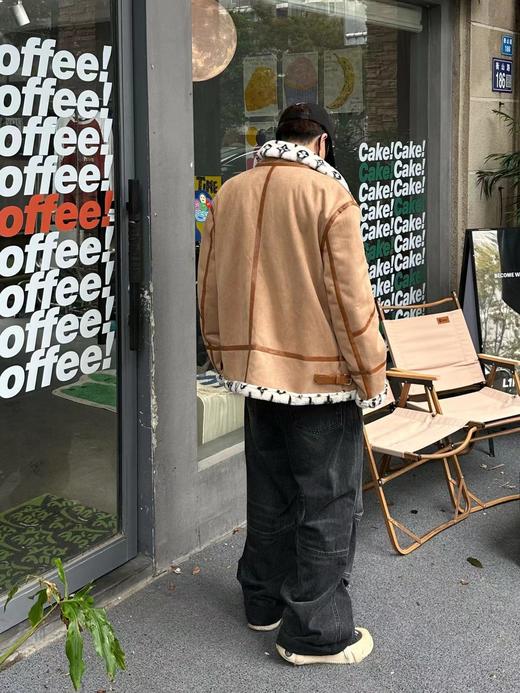 D111946麂皮绒复合内里小兔毛情侣高领加绒加棉外套 商品图6