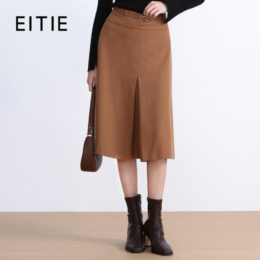 EITIE爱特爱冬季新款时尚高腰A字显瘦百搭毛呢半身裙8006703 商品图1