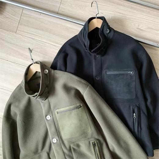 D111956复古松弛感立领+按扣设计摇粒绒立领夹克 商品图3