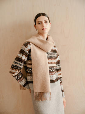 【半高领条纹提花套衫】羊绒世家秋冬新品女士100%山羊绒内搭保暖套衫