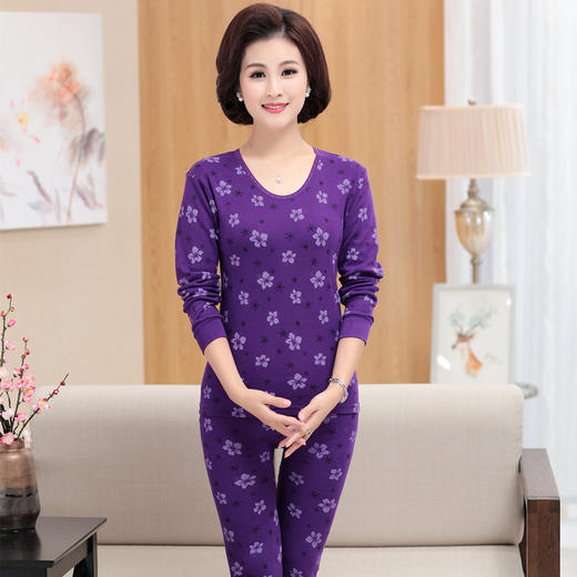 秋衣秋裤全棉中老年女士纯棉妈妈保暖内衣老人棉毛衫套装线衣线裤中年妈妈保暖内衣套装 商品图2