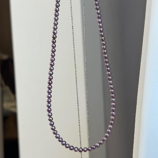 九紫离火 天然浓紫色串珠，太太太美了，ji光无瑕，视觉正圆哦！4-5mm，纯银扣（单独项链不含吊坠） 商品图2