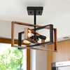 美国 美式复古吸顶灯 铁艺几何客厅灯 黑色仿木纹 3灯头（不含灯泡） 商品缩略图0