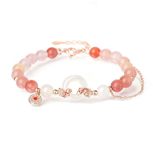 【锦鲤】纯银复古和田玉平安扣盐源玛瑙手链【JHY-A001343M】 商品图4