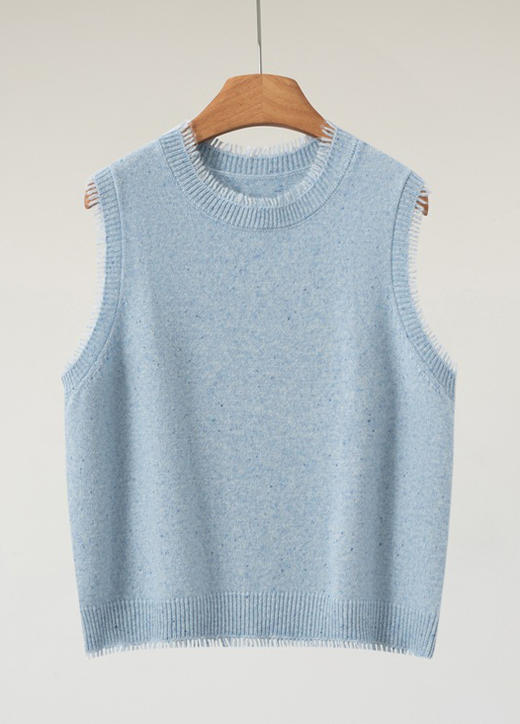 羊毛羊绒混纺流苏领边小背心 商品图2