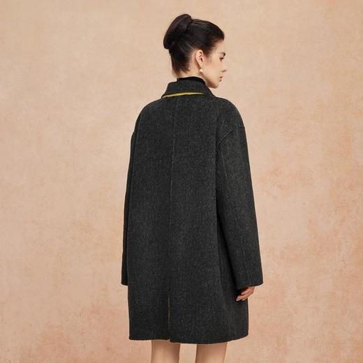 QH922斯尔丽2025新款含山羊绒双面双色韩版简洁大方OL通勤羊毛大衣 商品图1